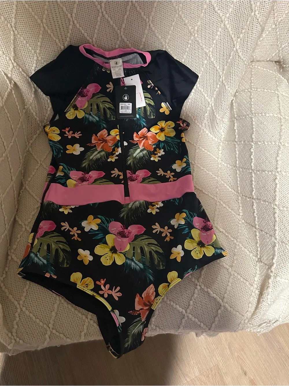 Women’s stand-up paddle board Tropical Floral One-Piece Swimsuit bathing suit L